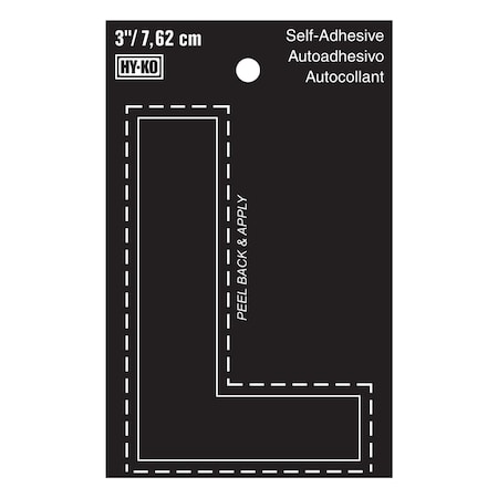 Hy-Ko 3In Black Vinyl Letter L, 10PK A30422